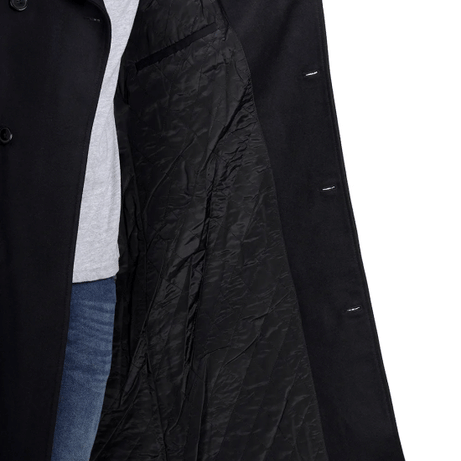 Men's Black Double Breasted Wool Peacoat