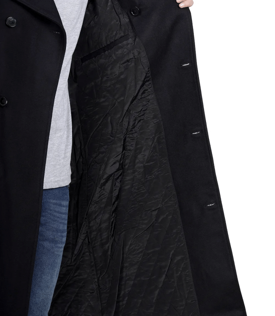Men's Black Double Breasted Wool Peacoat