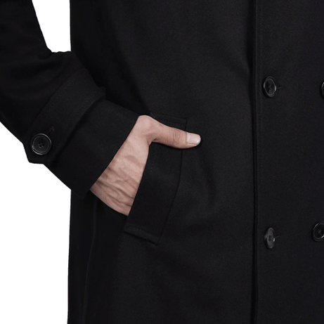 Men's Black Double Breasted Wool Peacoat