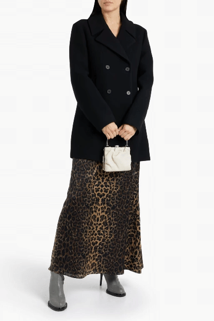 Shalon Double Breasted Womens Black Wool Coat