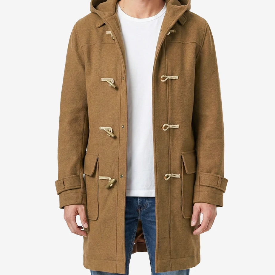 Camel Brown Hooded Duffle Coat