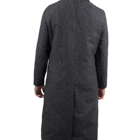 Lynwood Mens Charcoal Grey Shirt Collar Long Wool Coat