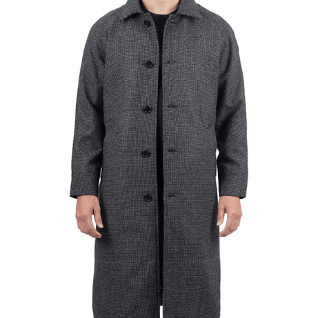 Lynwood Mens Charcoal Grey Shirt Collar Long Wool Coat