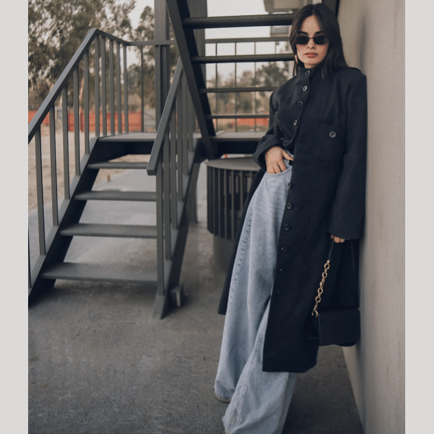 Michelle Charcoal Grey Long Wool Coat Women