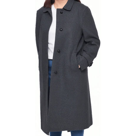 Patrice Womens Regular Fit Charcoal Grey Wool Coat