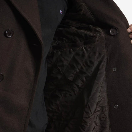 Mens Double Breasted Chocolate Brown Wool Coat