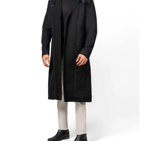 Abbate Dark Grey Long Mens Wool Coat