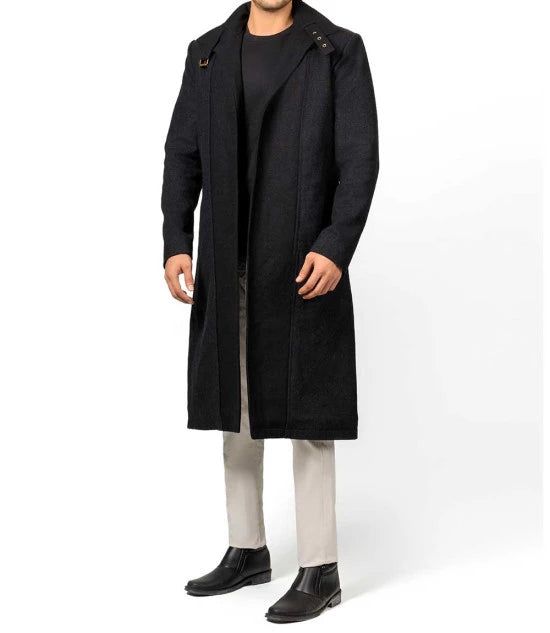 Abbate Dark Grey Long Mens Wool Coat
