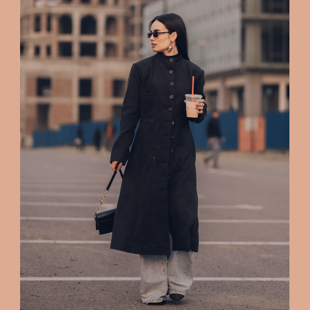 Michelle Charcoal Grey Long Wool Coat Women