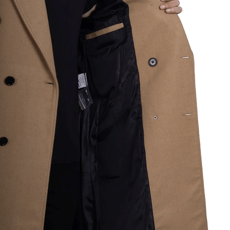 Fredrick Men's Double Breasted Beige Wool Coat Men