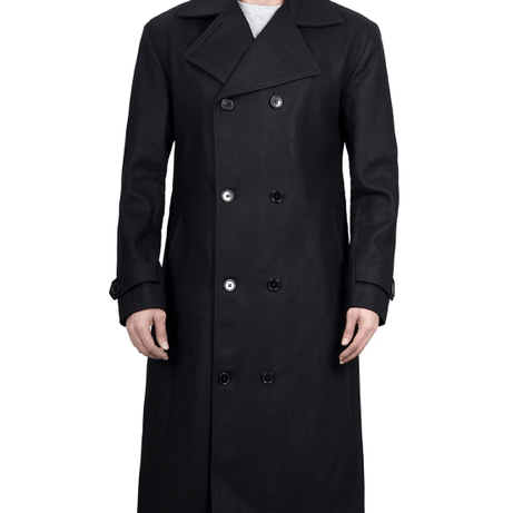 Men's Black Double Breasted Wool Peacoat