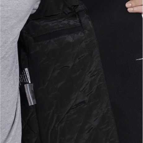 Mens Modern Fit Long Length Wool Black Topcoat