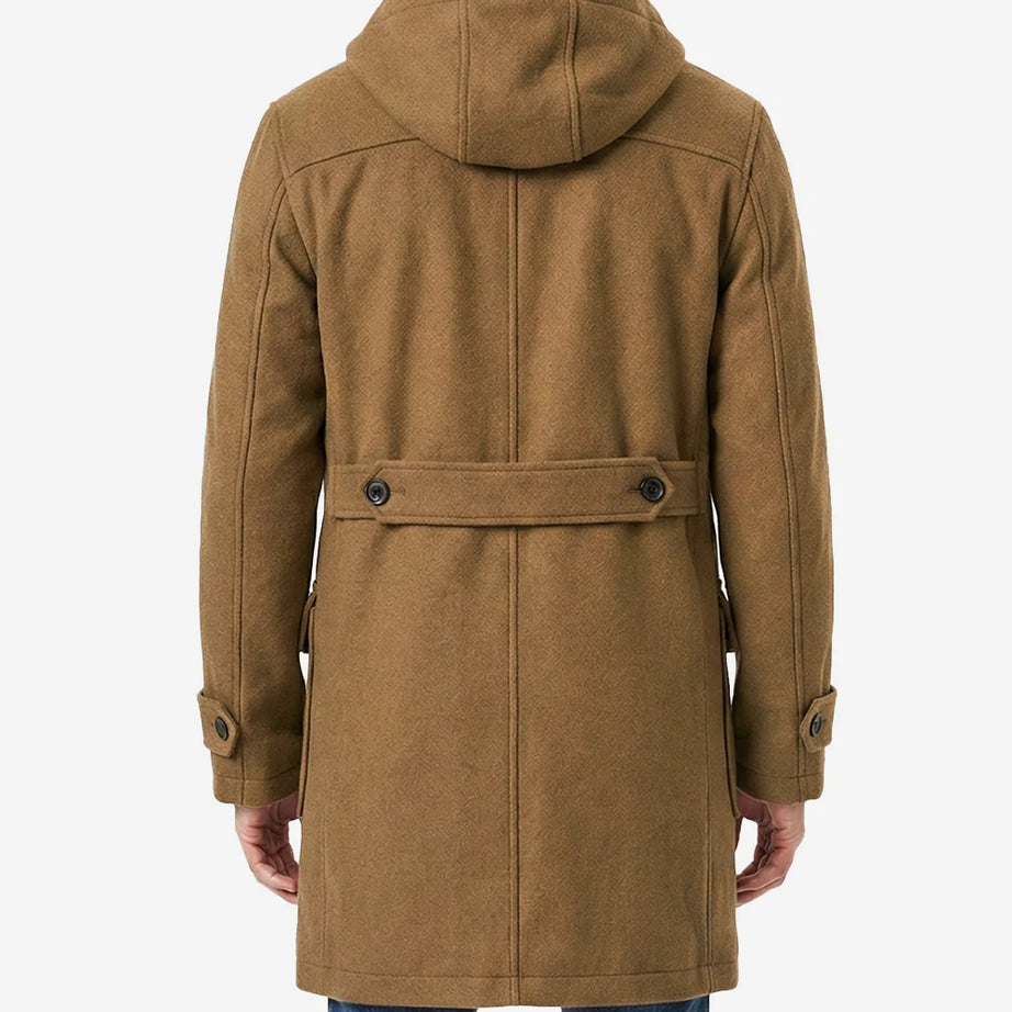 Camel Brown Hooded Duffle Coat