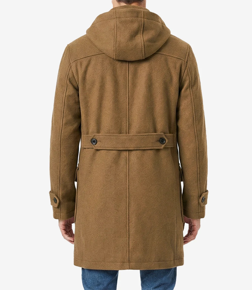 Camel Brown Hooded Duffle Coat
