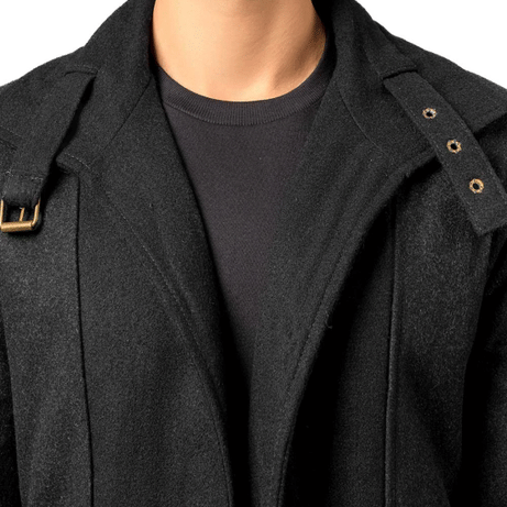 Abbate Dark Grey Long Mens Wool Coat