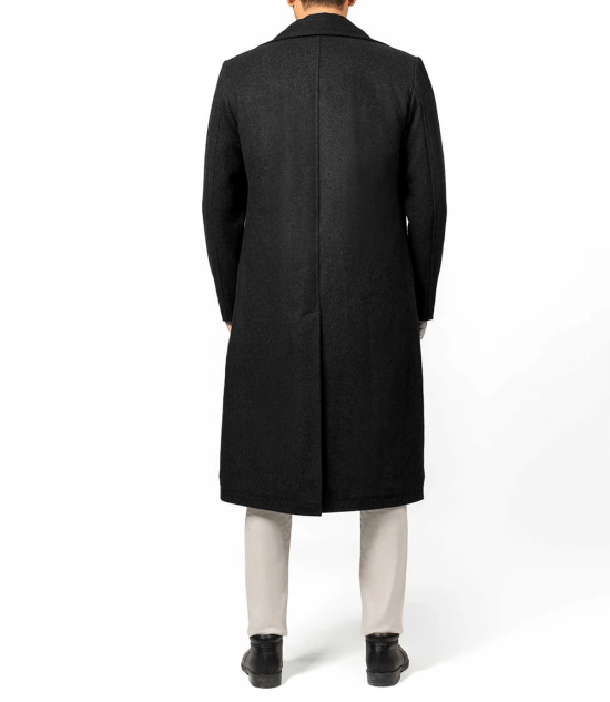 Abbate Dark Grey Long Mens Wool Coat