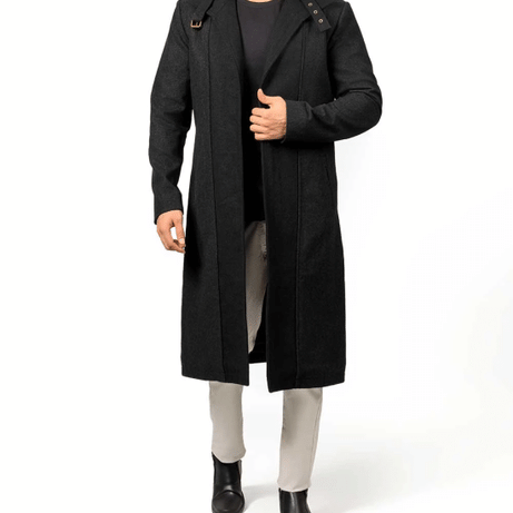 Abbate Dark Grey Long Mens Wool Coat