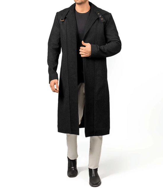 Abbate Dark Grey Long Mens Wool Coat