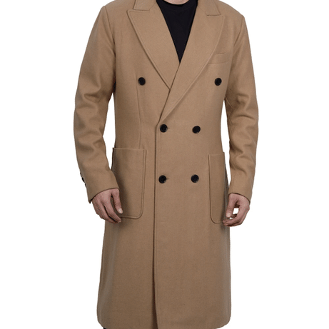 Fredrick Men's Double Breasted Beige Wool Coat Men