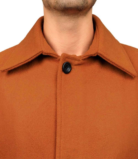 Ferdinand Mens Rust Long Wool Overcoat