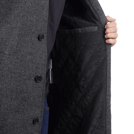 Lynwood Mens Charcoal Grey Shirt Collar Long Wool Coat