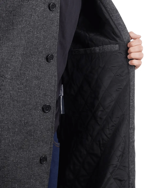 Lynwood Mens Charcoal Grey Shirt Collar Long Wool Coat