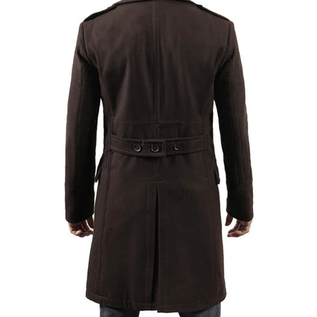 Mens Double Breasted Chocolate Brown Wool Coat