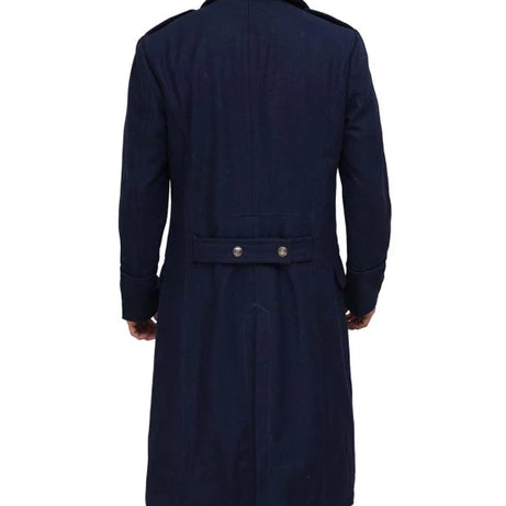 Mens navy blue wool overcoat deals