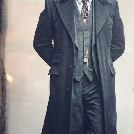 Mens long wool trench coat top