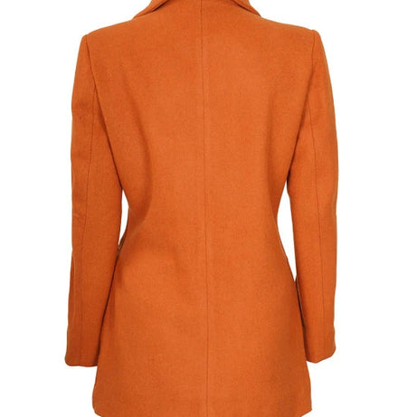 Barbara Womens 3/4 Length Rust Wool Overcoat
