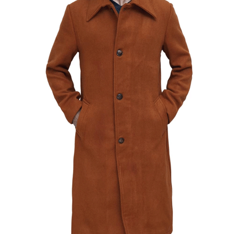 Trenton Tan Long Mens Wool Coat