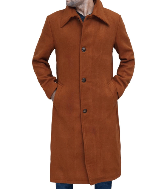 Trenton Tan Long Mens Wool Coat