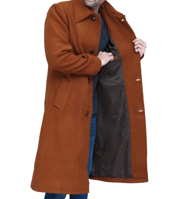 Trenton Tan Long Mens Wool Coat
