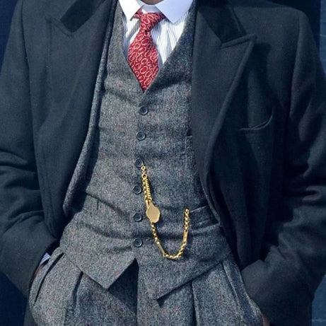 Shelby Gangster Long Wool Mens Black Overcoat