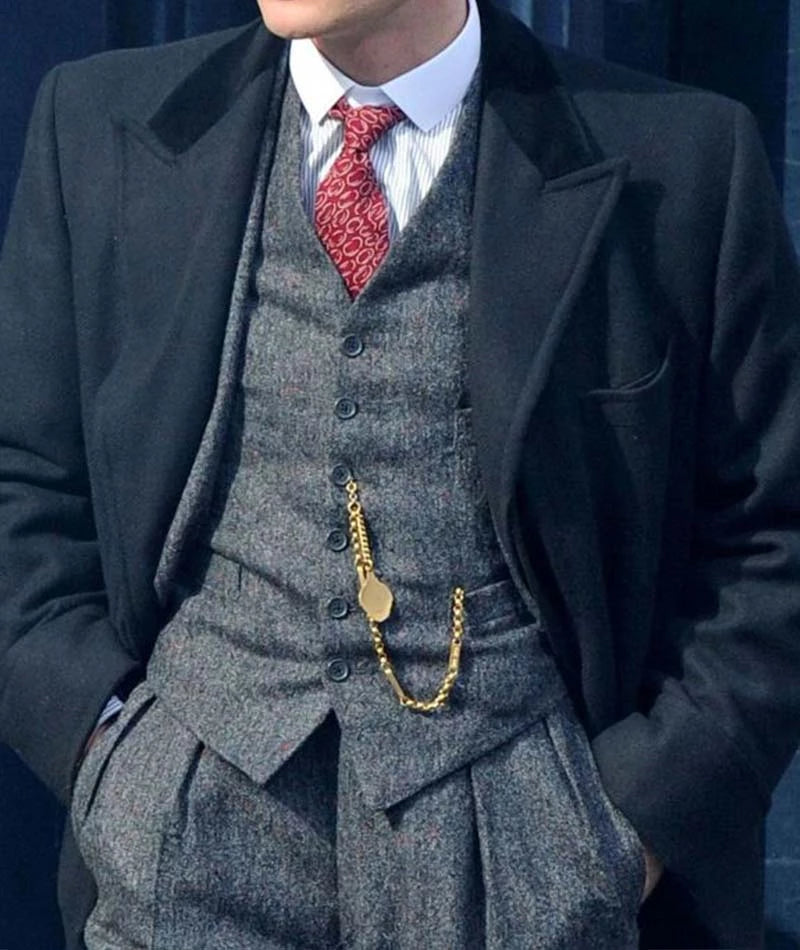 Shelby Gangster Long Wool Mens Black Overcoat