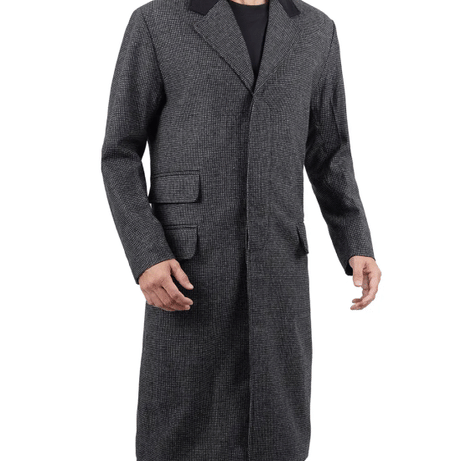 Joel Men's Charcoal Grey Long Wool Coat