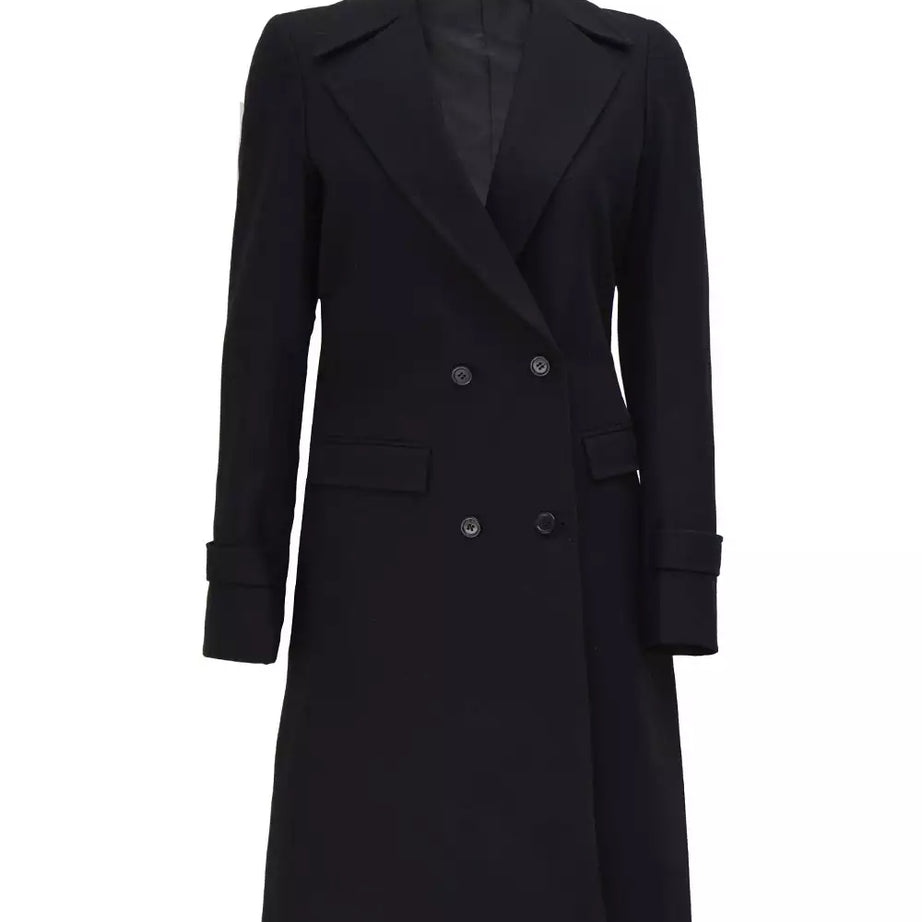 Stephany Women's Black Double-Breasted Wool Coat