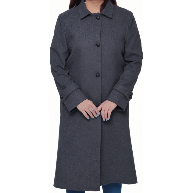 Patrice Womens Regular Fit Charcoal Grey Wool Coat