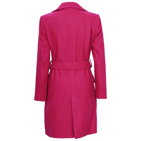 Womens Pink Notch Lapel Wool Wrap Coat