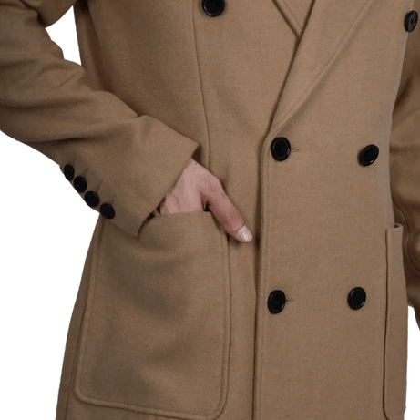 Fredrick Men's Double Breasted Beige Wool Coat Men