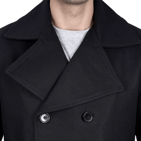 Men's Black Double Breasted Wool Peacoat