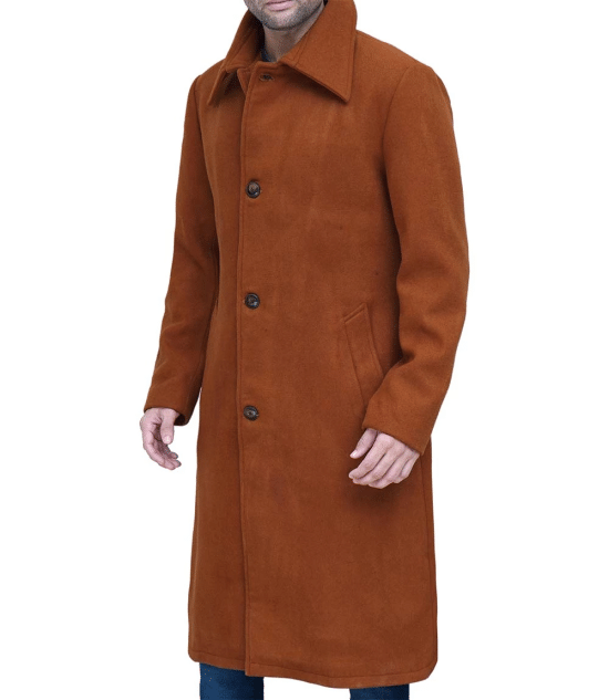 Trenton Tan Long Mens Wool Coat